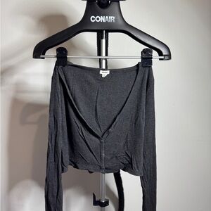 Garage Black Ribbed Cardigan